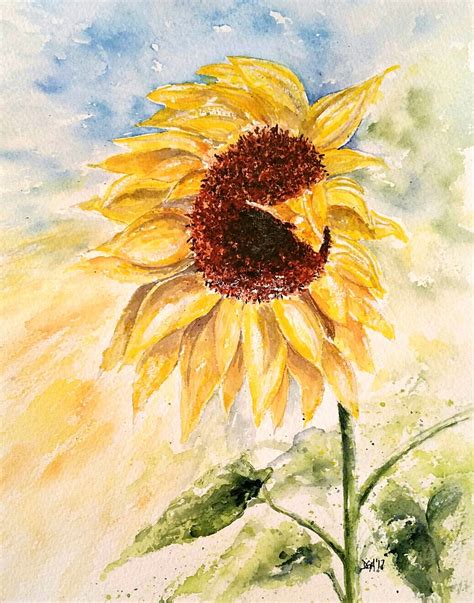 Watercolor Summer Sunflower - Watercolors by Donnell Anderson