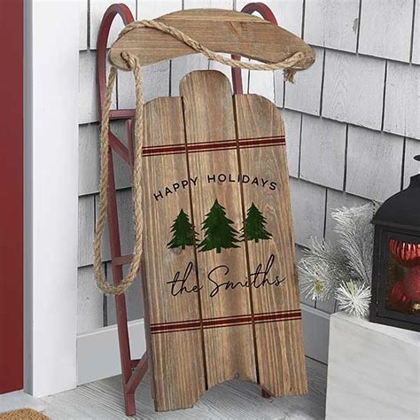 Christmas Plaid Personalized Wooden Sled Decor in 2020 | Sled decor ...