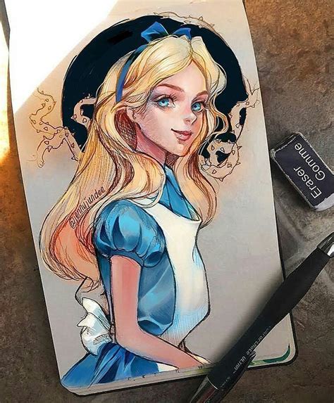 Beautiful Alice in Wonderland Art! Done by @jennyjundee (IG) #ArtGully #aliceinwon… | Alice in ...