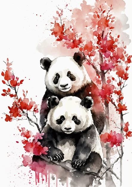 Dreamy Watercolor Panda Background in Vector Design | Premium AI ...