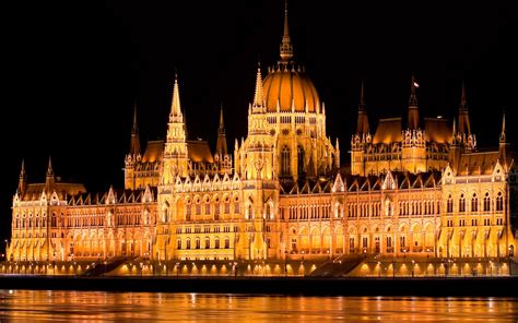 Hungary, Budapest, parliament, night, lights, water, Danube river wallpaper | travel and world ...