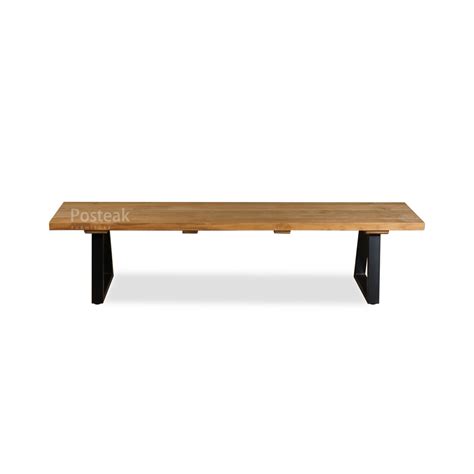 Covela Teak Outdoor Dining Bench - Black | Posteak Furniture