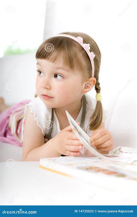 Little girl reading book stock image. Image of pretty - 14725023