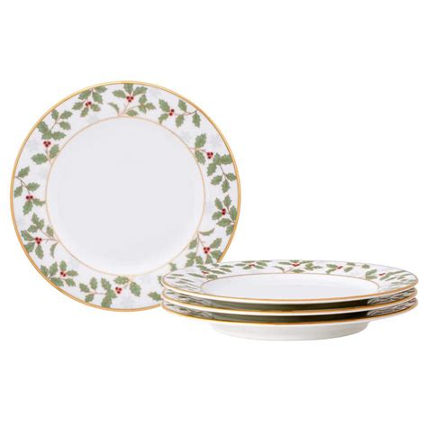 Noritake Holly & Berry Gold 6.25 in Porcelain White Bread & Butter ...