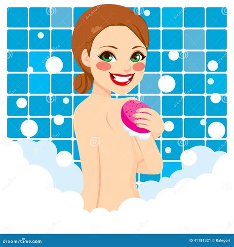 Woman Bubble Bath stock vector. Illustration of foam - 41181321