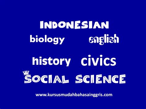 Nama-nama Pelajaran dalam Bahasa Inggris dan Bahasa Indonesia - Belajar Bahasa Inggris Online Gratis