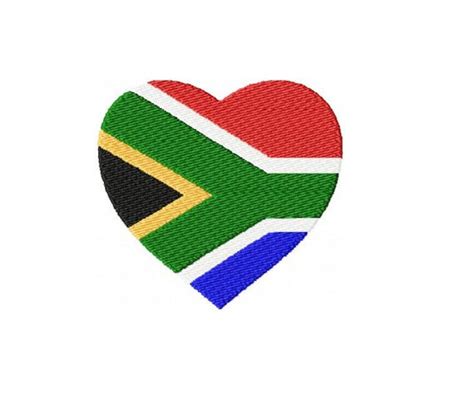 South African Flag Heart Machine Embroidery Design South | Etsy