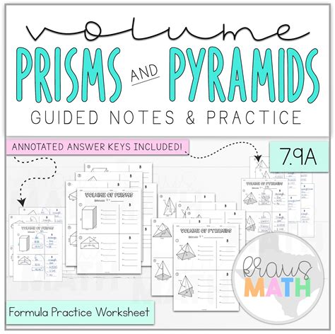 Volume of Prisms & Pyramids Worksheet BUNDLE (TEKS 7.9A) - Kraus Math