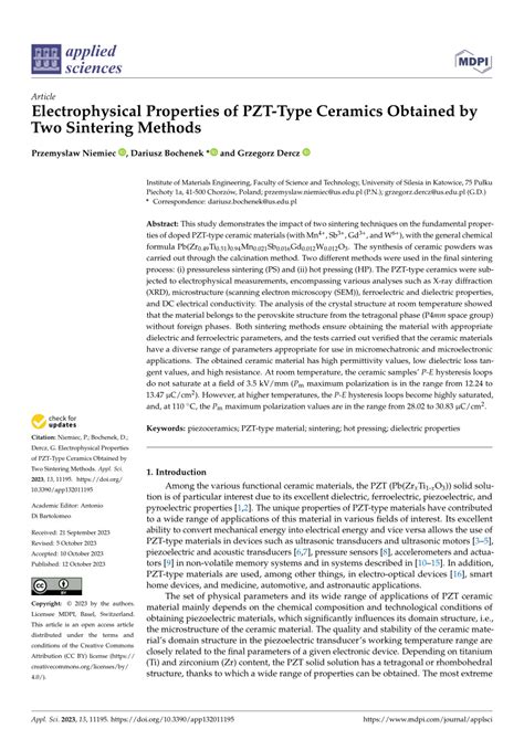 (PDF) Electrophysical Properties of PZT-Type Ceramics Obtained by Two ...