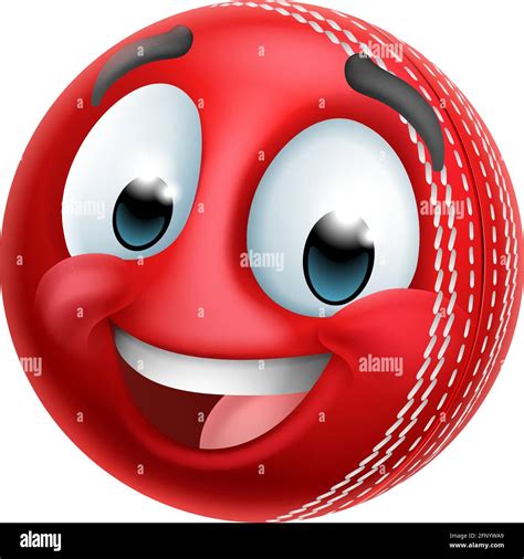 Cricket Ball Emoticon Face Emoji Cartoon Icon Stock Vector Image & Art ...