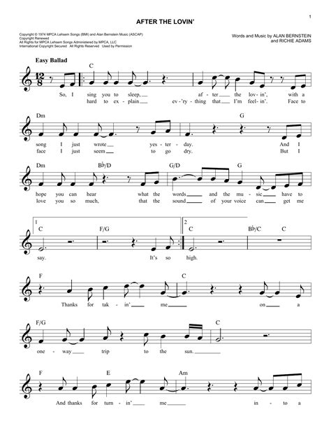 After The Lovin' by Engelbert Humperdinck Sheet Music for Easy Lead Sheet / Fake Book at Sheet ...