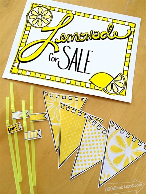 Print Your Own Lemonade Stand Decor - 100 Directions