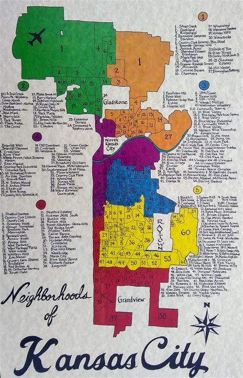 Kansas City Neighborhoods Map - Etsy