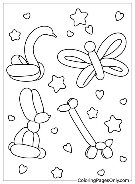Cute Animal Balloons - Free Printable Coloring Pages