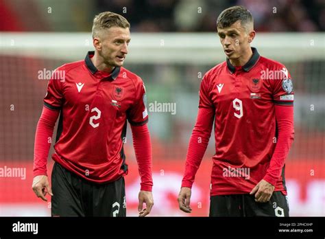 Warsaw, Poland. 27th Mar, 2023. Ivan Balliu of Albania and Jasir Asani ...