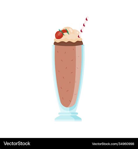 Glass cold chocolate milk shake decorated Vector Image