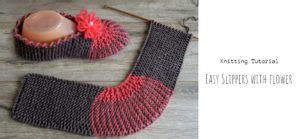 Knit Easy Slippers With Flower