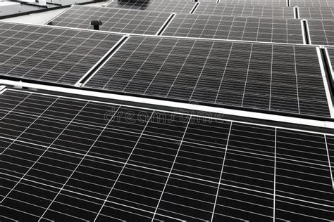 Black Abstract Solar Panels on the Roof of the House Stock Photo ...