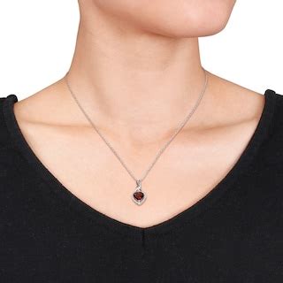 Garnet Heart Necklace 1/20 ct tw Diamonds Sterling Silver | Jared