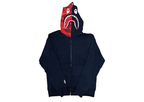 Buy Bape Red Camo Shark Full Zip Hoodie Navy Online in Australia | KickSTW