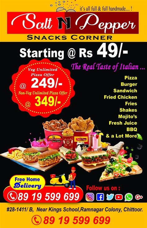 Menu at SALT N PEPPER Snacks Corner, Chittoor