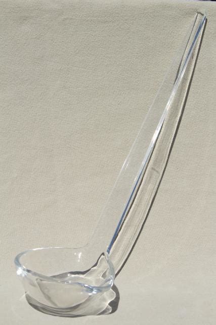 mod vintage clear acrylic lucite plastic punch bowl ladle, 60s 70s retro