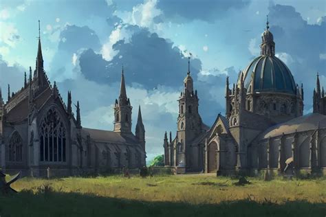 KREA - concept art of a huge ornate church with lots of smaller chapels ...