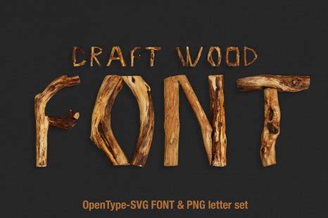 Craft Wood Font on Yellow Images Creative Store - 77725