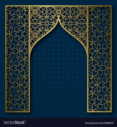 Traditional background with golden arched frame Vector Image