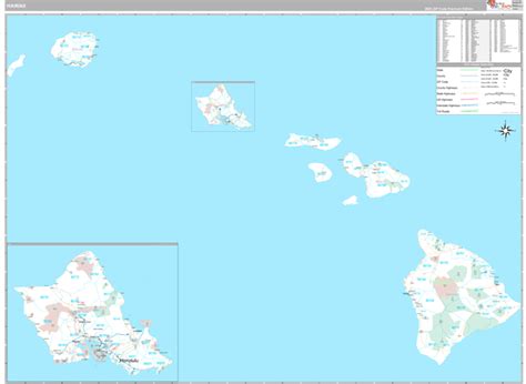 Hawaii Wall Map Premium Style by MarketMAPS - MapSales