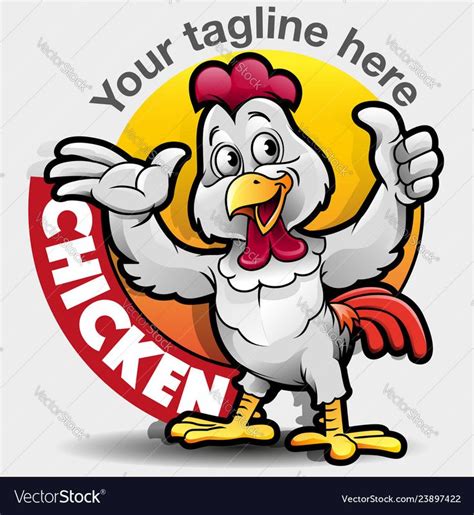 Vector illustration, happy Chicken or rooster for symbol or logo fried ...