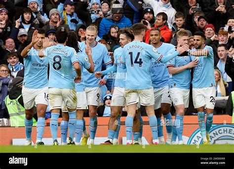 Manchester, UK. 22nd Jan, 2023. Erling Haaland of Manchester City ...