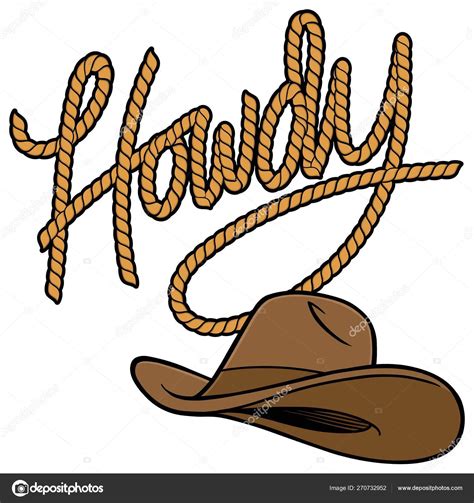 Howdy Cowboy Rope Hat Cartoon Illustration Cowboy Rope Hat Stock Vector by ©larryrains 270732952