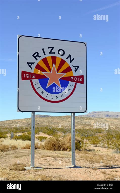 Arizona state welcome sign Stock Photo - Alamy