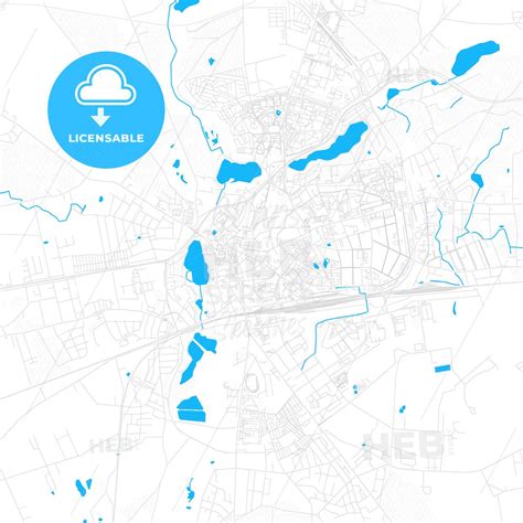 Vector map of Gniezno, Greater Poland, Poland with emphasis on water ...