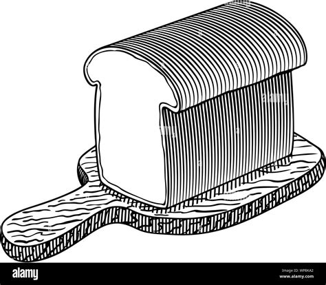 Woodcut-style illustration of a loaf of bread on a cutting board Stock Vector Image & Art - Alamy
