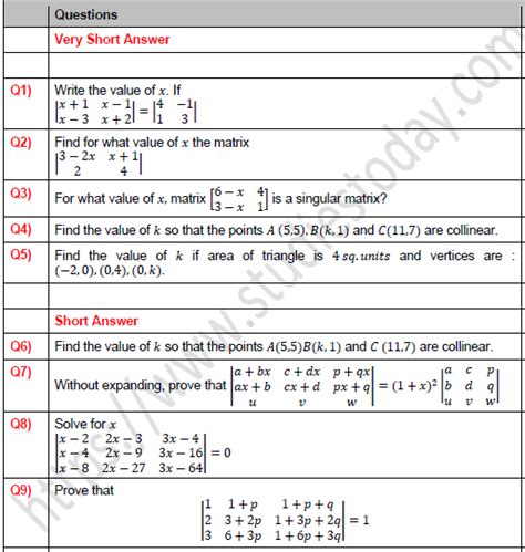 matrices and determinants worksheets pdf