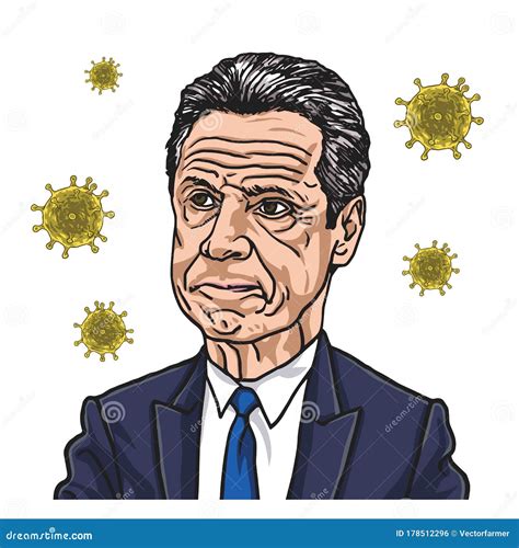 Andrew Cuomo New York Governor with Coronavirus Covid-19 Icon Background. Vector Cartoon ...