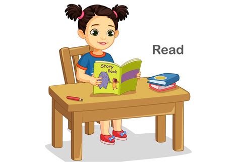 Cute little girl reading a story book 1308149 Vector Art at Vecteezy