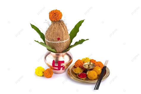 Essential Hindu Puja Items With Copper Kalash And Pooja Thali Photo Background And Picture For ...