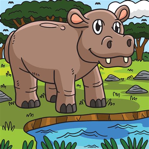 Hippopotamus Animal Colored Cartoon Illustration 23055026 Vector Art at ...