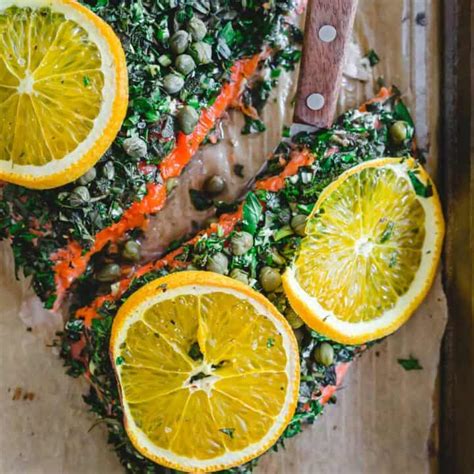 Baked Wild Sockeye Salmon Recipe - with Herbed Garlic Caper Crust