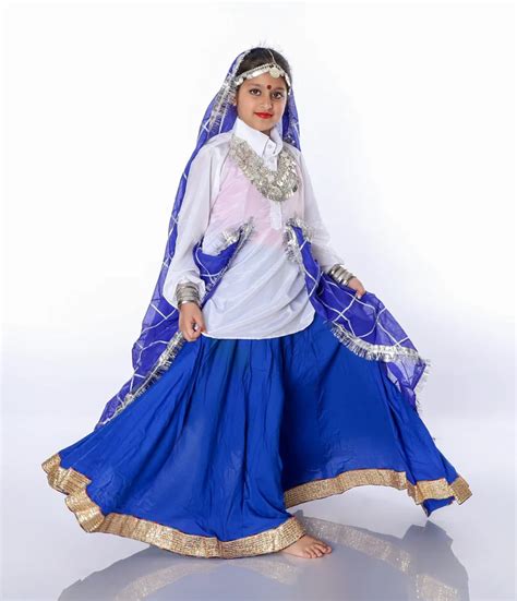 Haryanvi Dance Lehenga Fancy Dress In Blue Color – Sanskriti Fancy Dresses