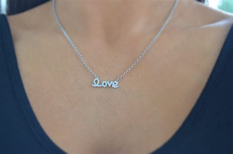 Love Necklace. Sterling Silver Love Necklace. Monogram Love - Etsy