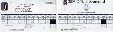 Annika Sorenstam scorecard from PGA Tour Colonial - Women's Golf