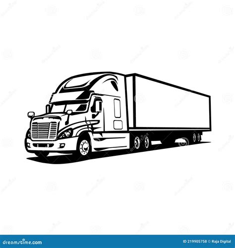 Big Truck Silhouette. Semi Truck 18 Wheeler Stock Illustration - Illustration of graphic, hand ...