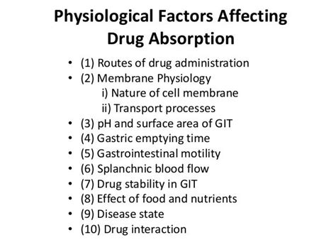 Physiological factors of drug absorption