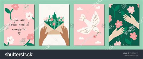 Set Valentines Day Greeting Cards Flowers Stock Vector (Royalty Free) 1913702899 | Shutterstock