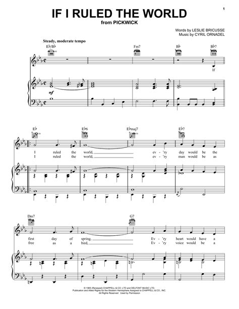 If I Ruled The World | Sheet Music Direct