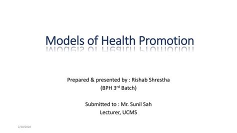 Models of health promotion | PPT